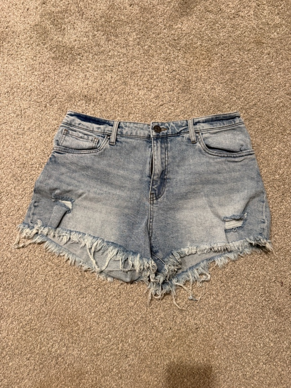 Kut from the Kloth Light Blue Distressed Frayed Hem Denim Shorts